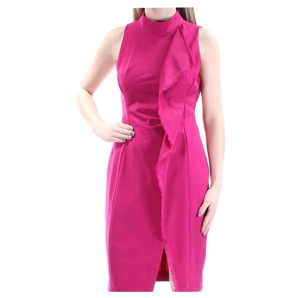 Rachel Roy Raw Edge Ruffled Dark Pink Sheath Barbie Dress Size 6 - Picture 1 of 7